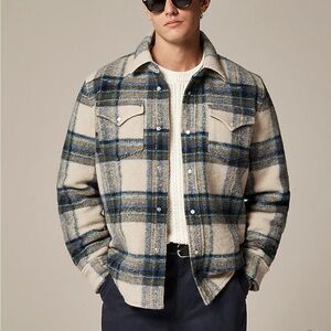 J crew kelvin stone blue Wool-blend western shirt-jacket